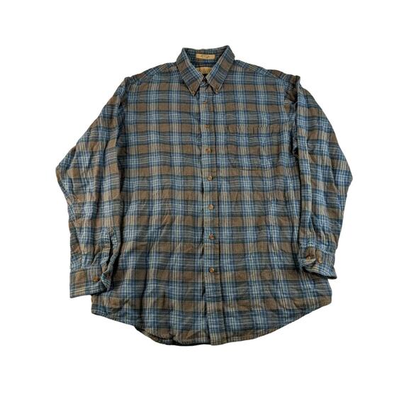 Mens Claybrooke Outdoors Long Sleeve Flannel Blue Plaid Shirt SZ LT Button Down - Picture 1 of 5